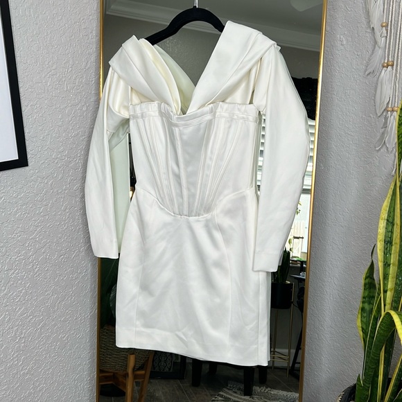 RARE House of CB ‘Arista’ Satin Corset Mini Dress Ivory - Picture 4 of 12